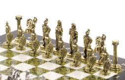 Шахматы декоративные "Александр Македонский" доска 36х36 см мрамор змеевик