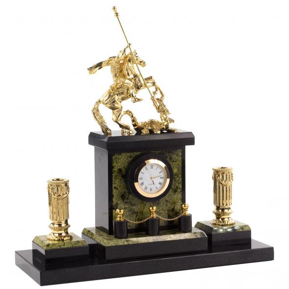 Настольный набор &amp;quot;Святой Георгий Победоносец&amp;quot; камень змеевик бронза 120843