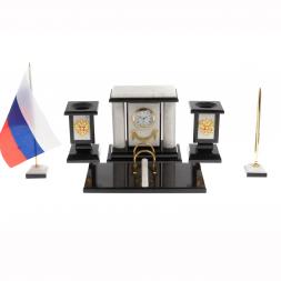 Настольный набор "Премьер" из белого мрамора