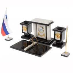 Настольный набор "Премьер" из белого мрамора