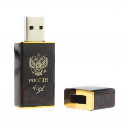 Флешка из камня обсидиан "Герб РФ" 16 гб