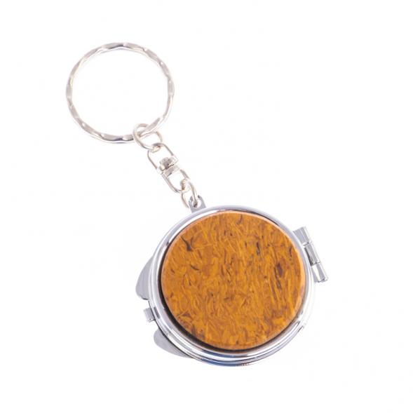 Складное зеркало брелок из змеиной яшмы круглое 126680