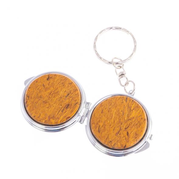 Складное зеркало брелок из змеиной яшмы круглое 126680