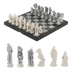 Шахматы "Русские народные сказки" доска из камня 44х44 см