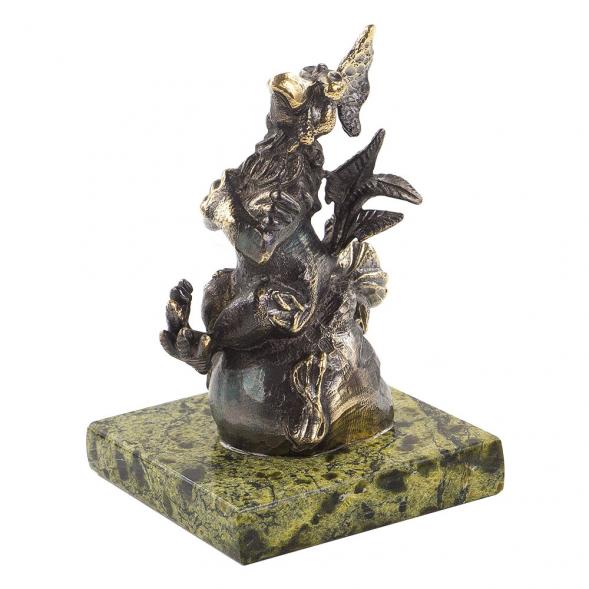 Статуэтка &amp;quot;Петух на мешке с деньгами&amp;quot; из бронзы и змеевика 120846