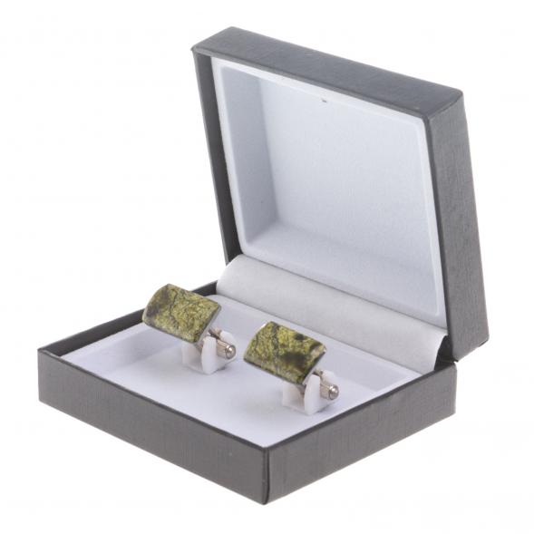 Запонки камень змеевик прямоугольные 124420