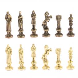 Шахматы "Ренессанс" доска 36х36 см мрамор, змеевик фигуры цвет бронза-золото