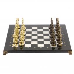 Шахматы "Ренессанс" доска 36х36 см мрамор, змеевик фигуры цвет бронза-золото