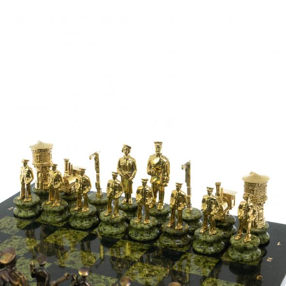 Шахматы подарочные &amp;quot;Железнодорожники&amp;quot; из бронзы и змеевика 48х48 см 116656