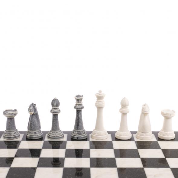 Шахматы &amp;quot;Стаунтон&amp;quot; из мрамолита 40х40 см белый мрамор / змеевик 126451