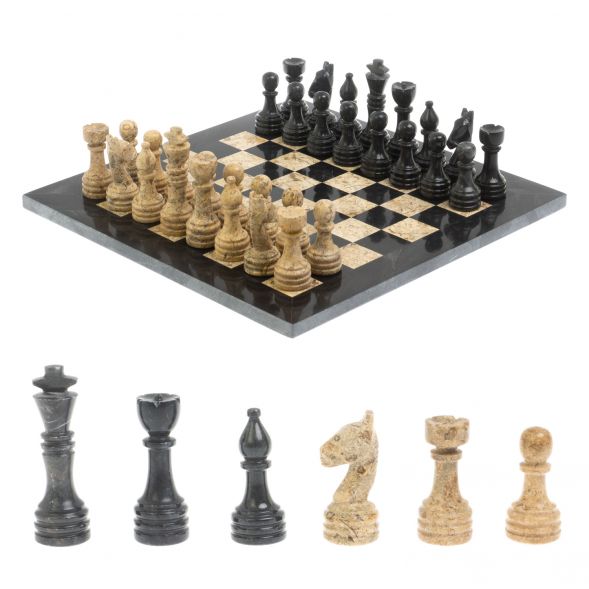 Каменные шахматы &amp;quot;Дебют&amp;quot;  доска 30х30 см мрамор ракушечник 127702