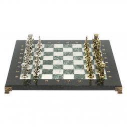 Шахматы подарочные "Рыцари" доска 36х36 мрамор змеевик