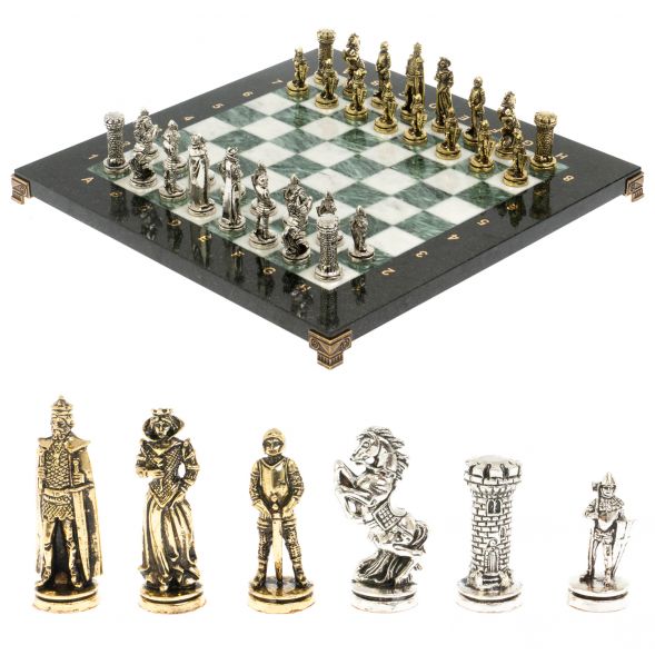 Шахматы подарочные &amp;quot;Рыцари&amp;quot; доска 36х36 мрамор змеевик 128162