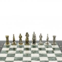 Шахматы подарочные "Рыцари" доска 36х36 мрамор змеевик