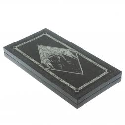 Нарды каменные "Волк и медведь. Роза ветров" из габбро-диабаза