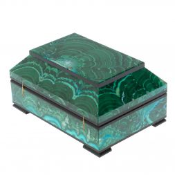 Ларец из малахита с хризоколлой "Желание" 13х9х6,5 см