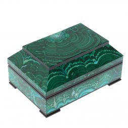 Ларец из малахита с хризоколлой "Желание" 13х9х6,5 см