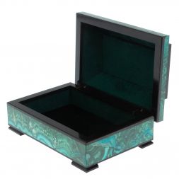 Ларец из малахита с хризоколлой "Желание" 13х9х6,5 см