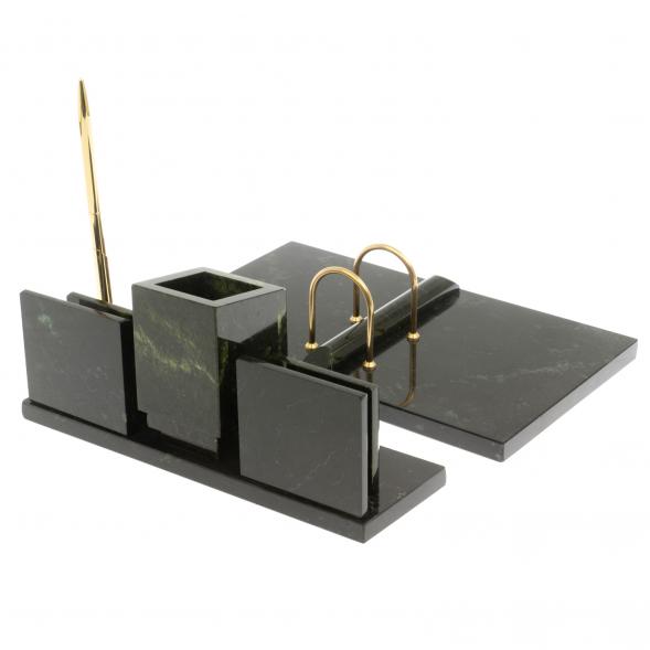 Письменный настольный набор &amp;quot;Менеджер&amp;quot; из змеевика с гербом РФ 129507