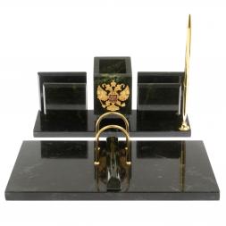 Письменный настольный набор &amp;quot;Менеджер&amp;quot; из змеевика с гербом РФ