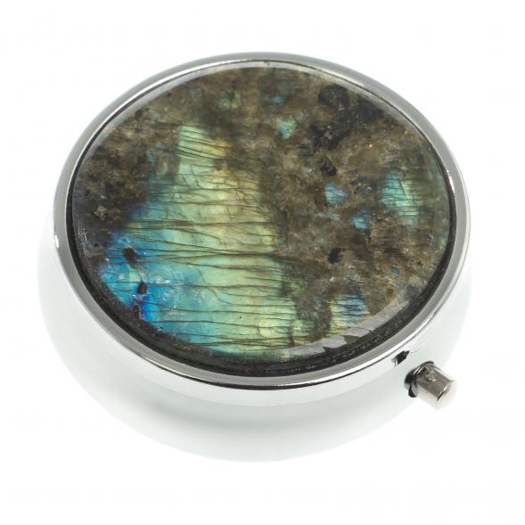 Таблетница с делителем на 3 отсека камень лабрадор цвет серебро 123199