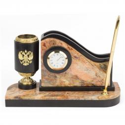 Письменный мини-набор из яшмы с гербом России