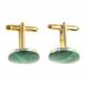 Запонки камень малахит круглые цвет золото 123830