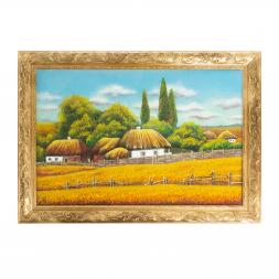 Картина "Домик в деревне" багет 46х66 см, каменная крошка