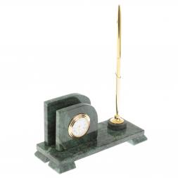 Настольная визитница &amp;quot;Мини 1&amp;quot; с подставкой под ручку из змеевика