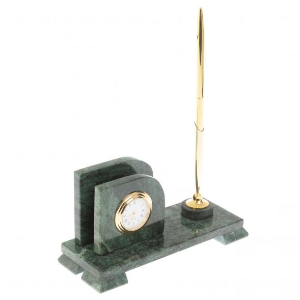 Настольная визитница &amp;quot;Мини 1&amp;quot; с подставкой под ручку из змеевика 125938