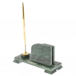 Настольная визитница &amp;quot;Мини 1&amp;quot; с подставкой под ручку из змеевика