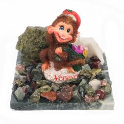 Сувенир &amp;quot;Обезьянка с зеленым мешком №4&amp;quot; змеевик