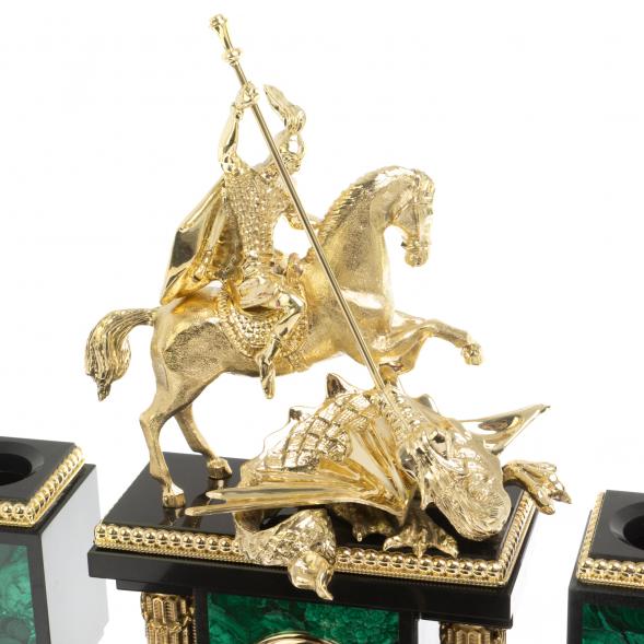 Настольный набор из малахита &amp;quot;Георгий Победоносец&amp;quot; 127142