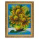 Картина с рисунком из камня &amp;quot;Подсолнухи в вазе&amp;quot; в багете 36х46 см сиреневый фон 120954