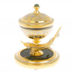 Икорница &amp;quot;Стерлядка&amp;quot; из нефрита Златоуст