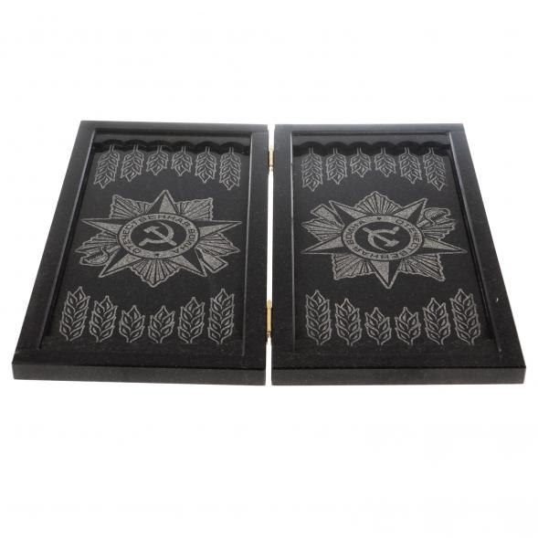 Нарды с гравировкой &amp;quot;Отечественная война&amp;quot; из камня гранит 124578