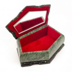 Шкатулка "Корона" малая змеевик 14,5x7x7,5 см