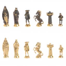 Шахматы подарочные из бронзы "Средневековье" 40х40 см мрамор змеевик