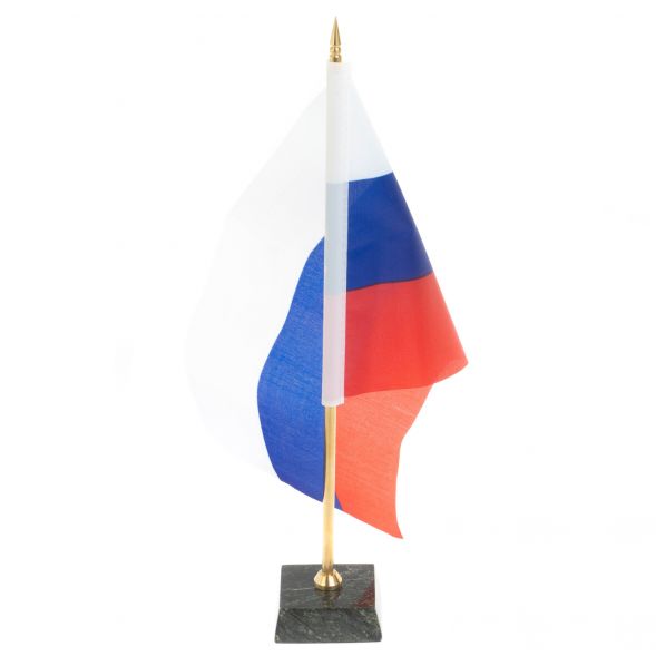 Флагшток с флагом РФ на подставке из шабровского змеевика 127703