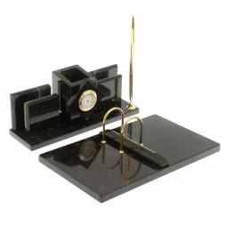 Письменный набор &amp;quot;Менеджер&amp;quot; из змеевика с часами