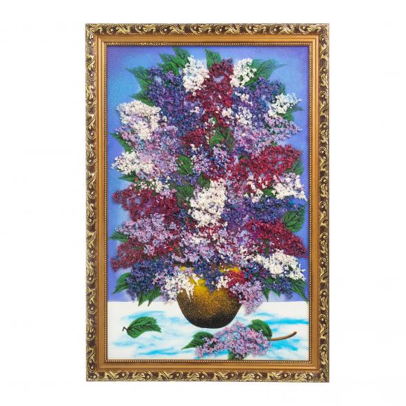 Картина из каменной крошки &amp;quot;Красивая сирень&amp;quot; багет 49х69 см сиреневый фон 122554