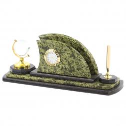 Настольный набор &amp;quot;Полумесяц&amp;quot; из камня змеевик