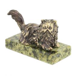 Статуэтка "Кошка лежащая" бронза змеевик