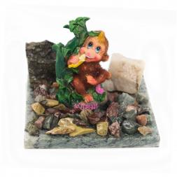 Сувенир &amp;quot;Обезьянка с бананом №4&amp;quot; змеевик