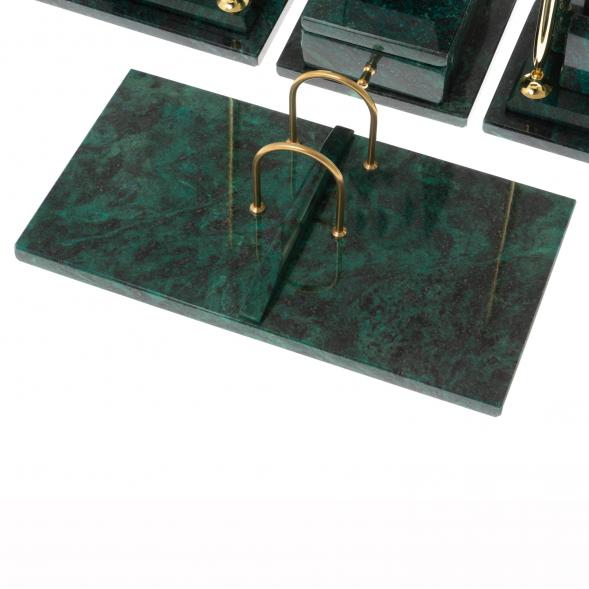 Офисный канцелярский набор &amp;quot;Бюрократ&amp;quot; из темно-зеленого змеевика 119292