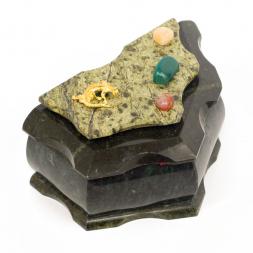 Шкатулка скошенная малая змеевик 14х9х7,5 см