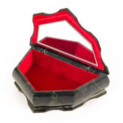 Шкатулка скошенная малая змеевик 14х9х7,5 см