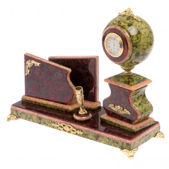 Настольный прибор &amp;quot;Компакт&amp;quot; мрамор, змеевик 125551