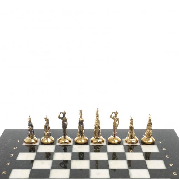Шахматы &amp;quot;Итальянская война&amp;quot; фигуры бронза доска 28х28 см из мрамора 128249