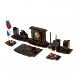 Настольный набор из коричневого обсидиана